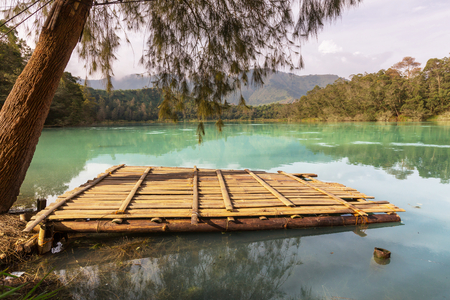 Telaga Wama lake,Dieng Plateau, Jawa, Indonesiaの写真素材