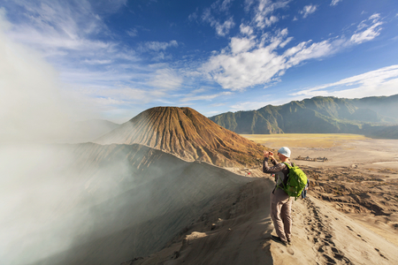 Hike in Bromo volcanoの写真素材