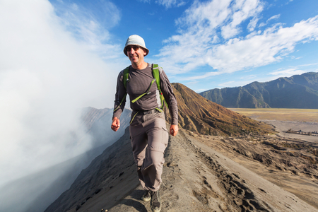 Hike in Bromo volcanoの写真素材