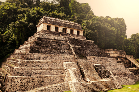 Palenque pyramid in Mexicoの写真素材