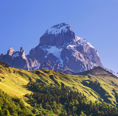 Ushba peak, Caucasus Mountains  Svanetiの写真素材