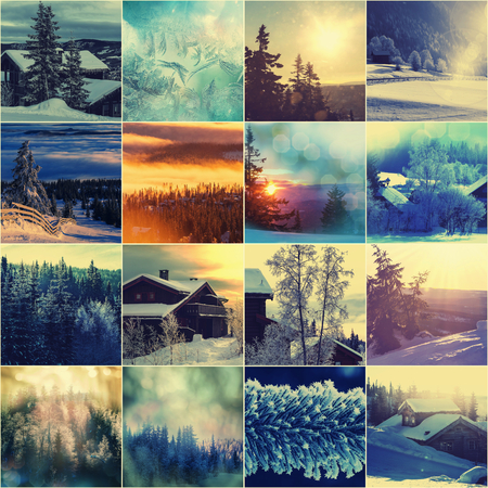 winter vacation collageのeditorial素材