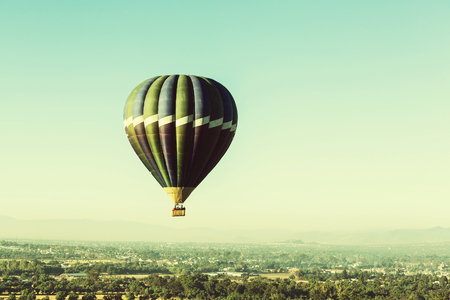 balloons above Teotihuacanの写真素材