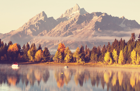 Autumn in Grand Teton National Park, Wyomingの写真素材