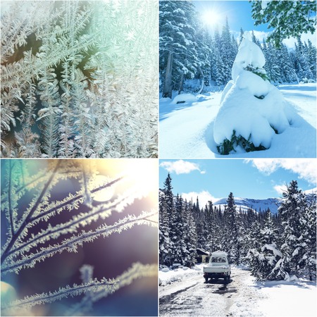winter vacation collageの写真素材