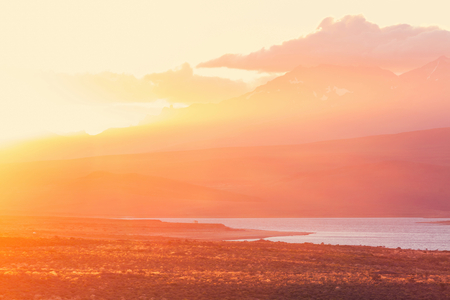 Sunset in Patagonia mountainsの写真素材