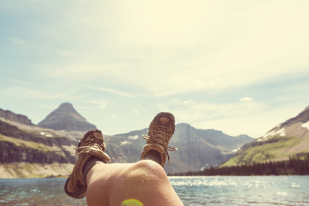 Hike in Glacier National Park, Montanaの写真素材