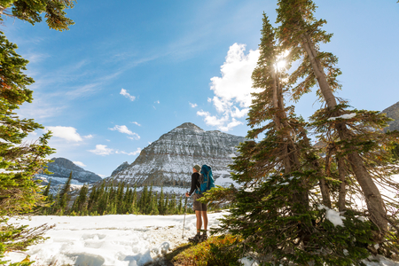 Hike in Glacier National Park, Montanaの写真素材