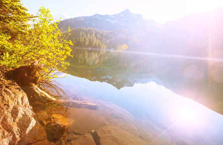 Lake in Rocky mountainsの写真素材
