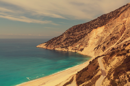 Beautiful Myrtos beach on Kefalonia island Greeceの写真素材
