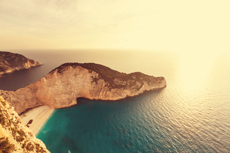 Beautiful Navagio Beach on Zakynthos Island in Greeceの写真素材