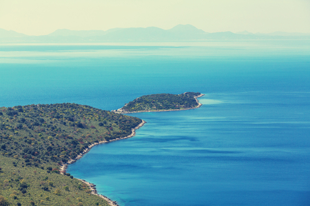 Beautiful rocky coastline in Greeceの写真素材