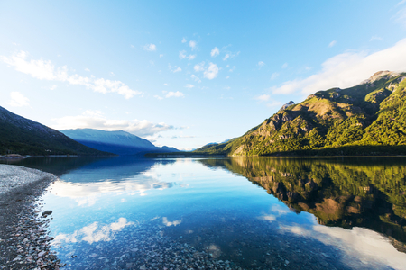 Patagonia landscapes in Argentina serenity lake in mountainsの写真素材