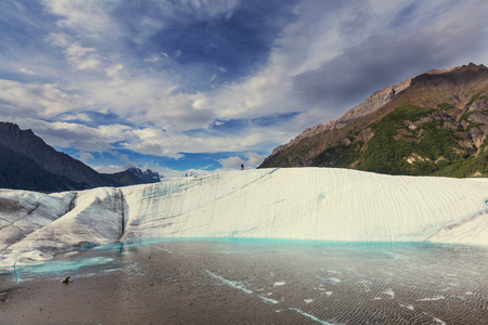 Lake on Kennicott glacier, Wrangell-St. Elias National Park, Alaskaの写真素材