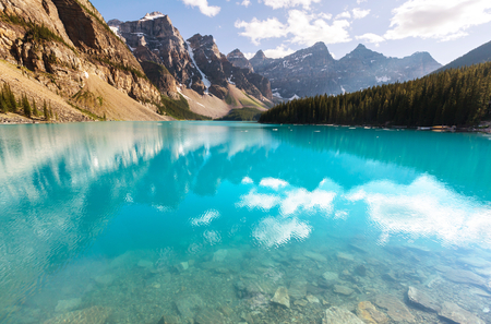 Beautiful Moraine lake in Banff National park, Canadaの写真素材