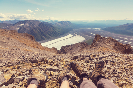 Ascent to Donoho peak, Alaskaの写真素材