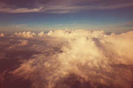 Beautiful sunset on the hill above cloudsの写真素材