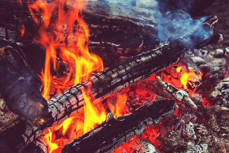Campfire. Close up shotの写真素材