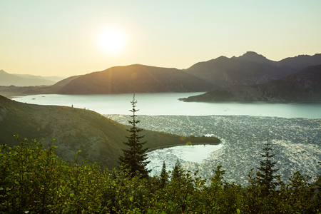 Serenity lake in the mountainsの写真素材