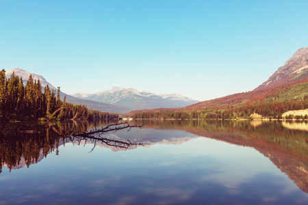 Serene scene by the lake in Canadaの写真素材