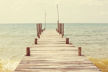 Wooden boardwalk on the beachの写真素材