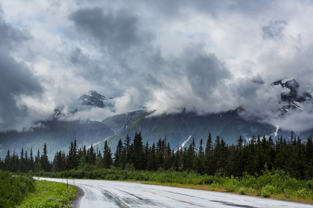 Picturesque mountain view in the Canadian Rockies in summer seasonの写真素材