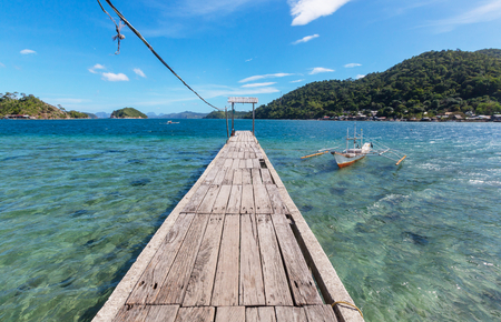 Amazing scenic view of sea bay and mountain islands, Palawan, Philippinesの写真素材