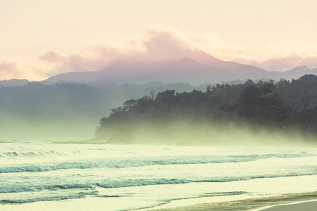 Amazing scenic view of sea bay and mountain islands, Palawan, Philippinesの写真素材