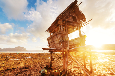 Traditional fishing village in Palawan island, Philippinesの写真素材