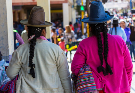 Peruvian people in city streetのeditorial素材