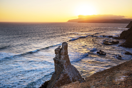 Beautiful coastline landscapes in  Paracas National Reserve, Ica Region, Pacific coast of Peru.の写真素材