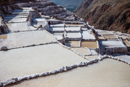 Maras salt ponds located at the Urubamba, Peruの写真素材