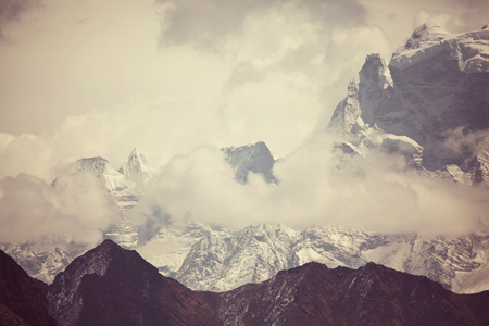 Mountains in Sagarmatha region, Himalayaの写真素材