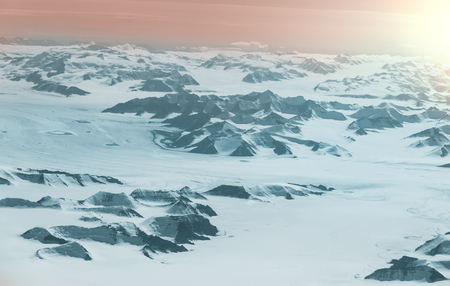 Aerial view from aircraft flying in high altitude. Landscape from above.の写真素材