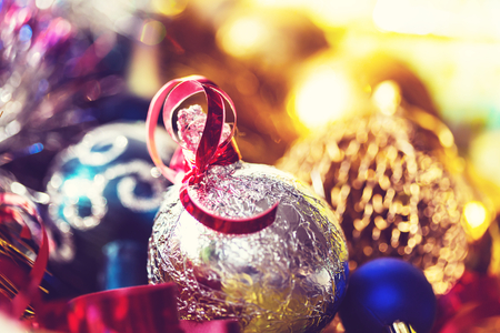 Beautiful traditional Christmas decor closeupの写真素材