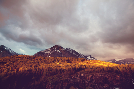 Picturesque rocky peaks of the Glacier National Park, Montana, USAの写真素材