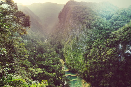 Beautiful natural pools in Semuc Champey, Lanquin, Guatemala, Central Americaの写真素材