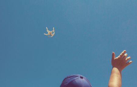 Quadcopter drone flyingの写真素材