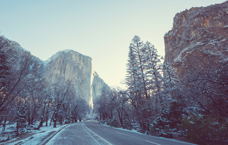 Beautiful early spring landscapes in Yosemite National Park, Yosemite, USAの写真素材