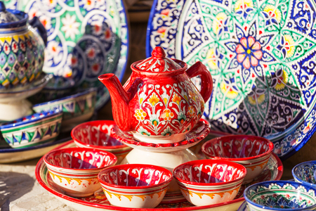 Beautiful handmade ceramics of Uzbekistan, Central Asiaの写真素材