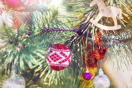 Beautiful traditional Christmas decor closeupの写真素材
