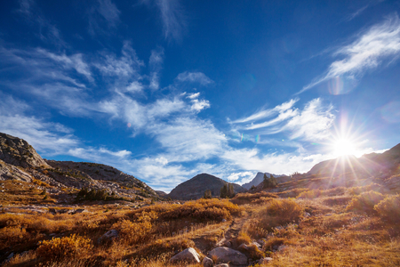 Hike in Wind River Range in Wyoming, USA. Autumn season.の写真素材