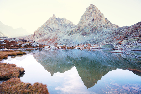 Hike in Wind River Range in Wyoming, USA. Autumn season.の写真素材