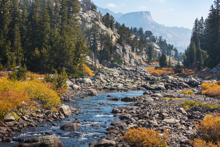 Hike in Wind River Range in Wyoming, USA. Autumn season.の写真素材