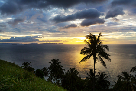 Amazing scenic view of sea bay and mountain islands, Palawan, Philippinesの写真素材