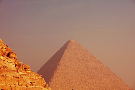 View of the Pyramids of Giza, Great pyramids of Egypt.