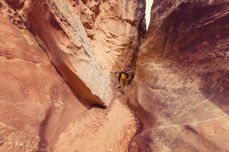 Slot canyon in Grand Staircase Escalante National park, Utah, USA.の写真素材