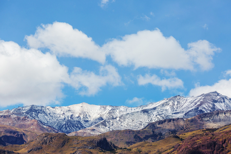 Beautiful mountains landscape along gravel road Carretera Austral in southern Patagonia, Chileの写真素材