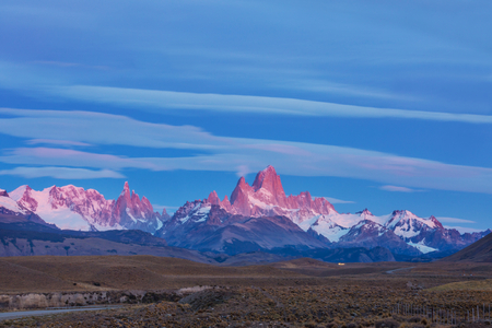 Famous Cerro Fitz Roy - one of the most beautiful and hard to accent rocky peak in Patagonia, Argentinaの写真素材