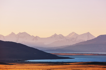 Beautiful mountain landscapes in Patagonia. Mountains lake in Argentina, South America.の写真素材